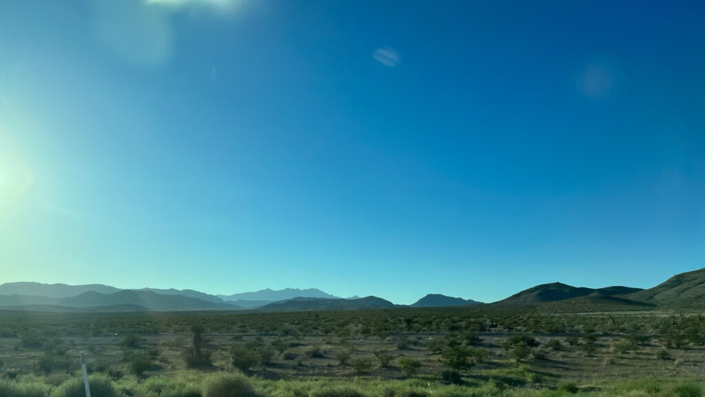 The desert shortly before the sun was about to set during our drive from Las Vegas to Barstow