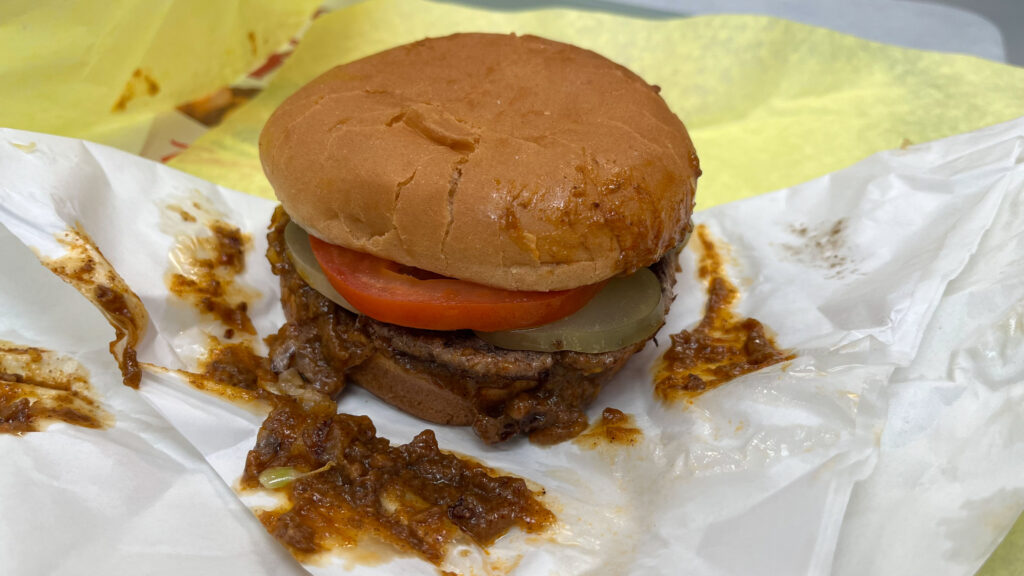 A yummy chili burger (this was my husband's - I prefer cheese on mine) from Tommy's