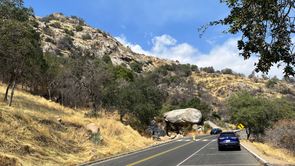 We just had to stop for that rock ahead! (And it was on my list of things to see along the way - it's called Tunnel Rock) (In Sequoia National Park)