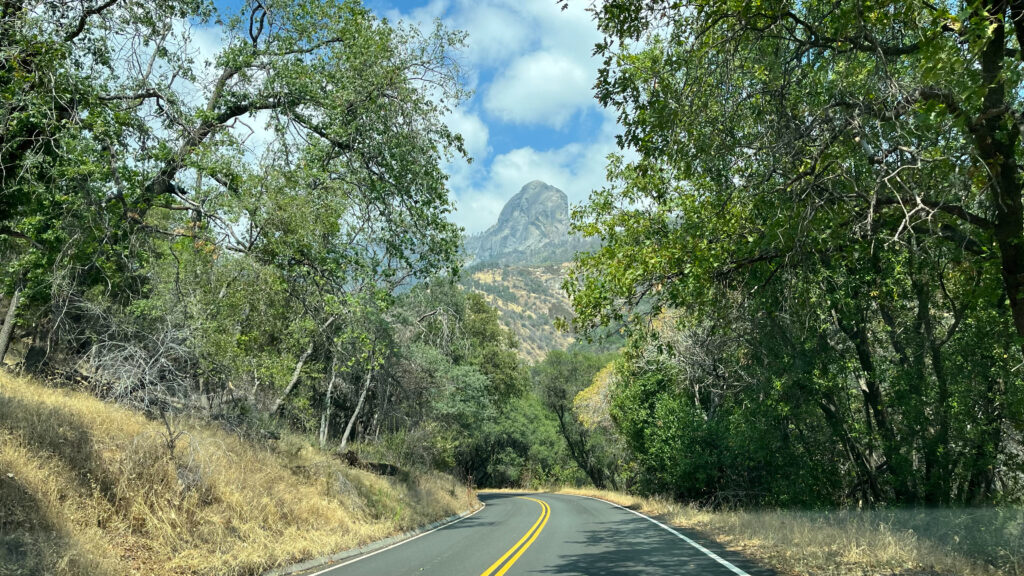 We saw more and more trees as we came nearer to the forest and Moro Rock kept popping into our view (In Sequoia National Park)