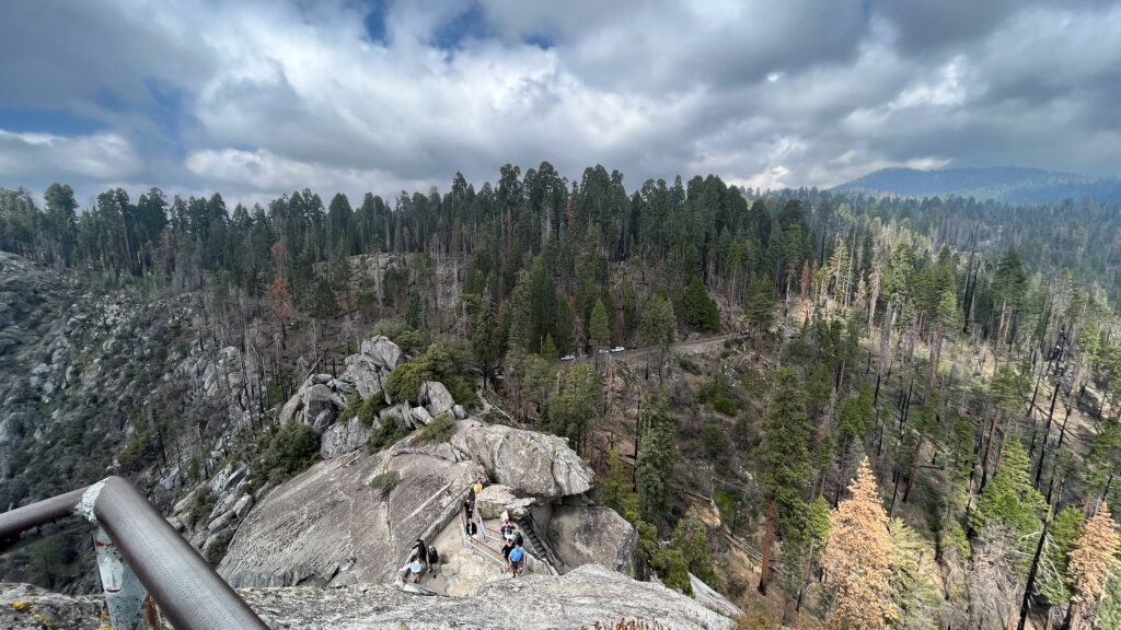 We're almost at the top of Moro Rock in Sequoia National Park. The climb was not hard at all for us, and it was enjoyable, but for some people it would be difficult or impossible