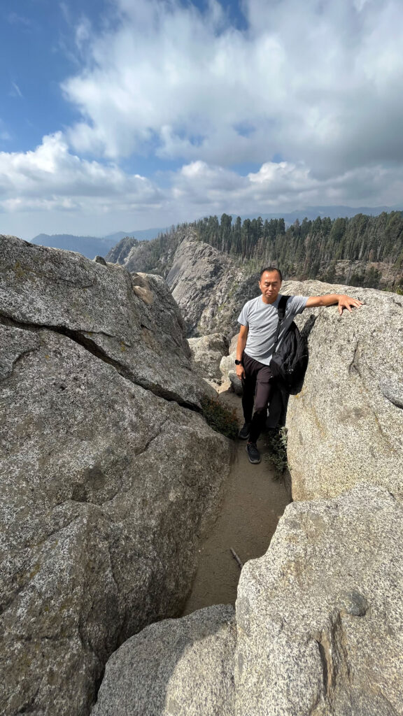 My husband looking bored (but he was far from bored) on Moro Rock in Sequoia National Park