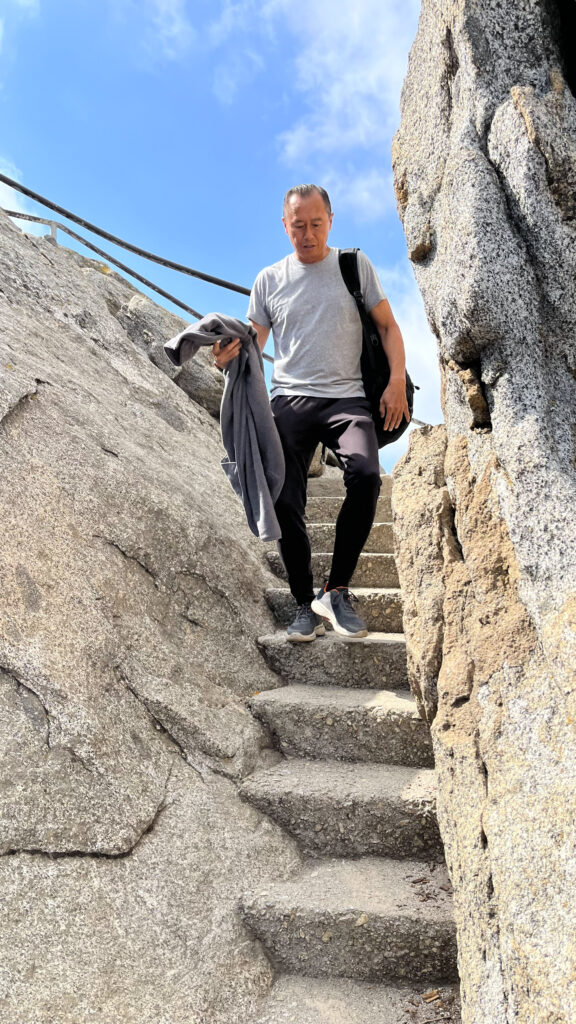 Climbing back down Moro Rock in Sequoia National Park