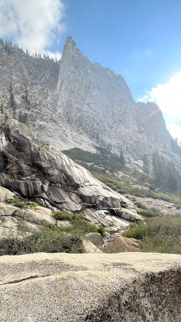 While my husband sat on a large rock overlooking the valley and the falls, I took photos of the pretty landscape at the end of Tokopah Falls Trail in Sequoia National Park