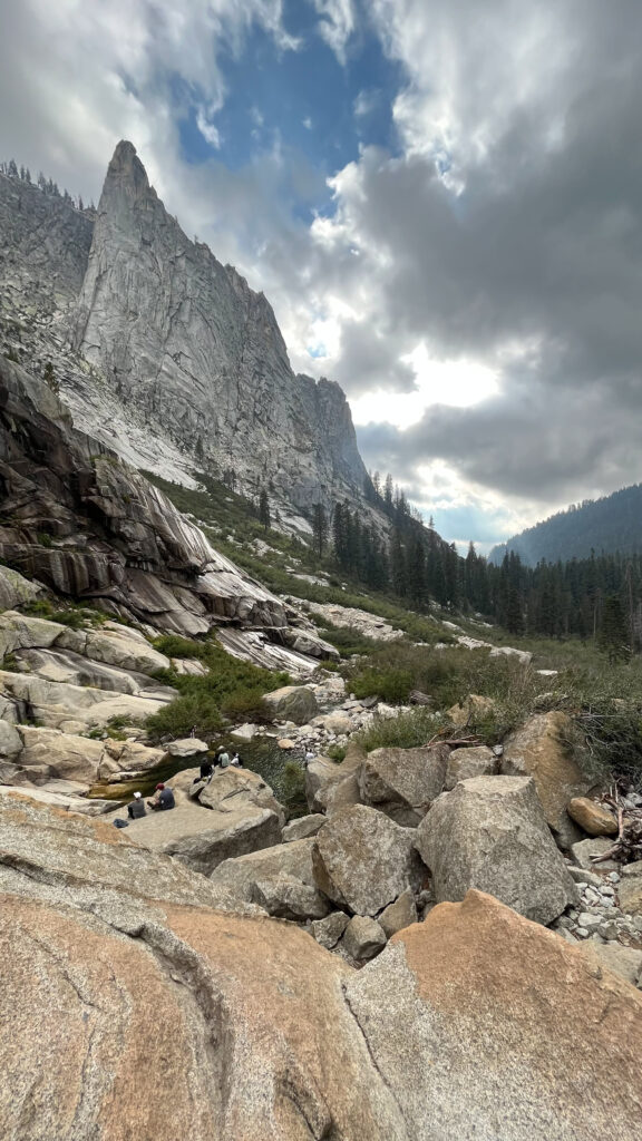 A view from the end of Tokopah Falls Trail in Sequoia National Park