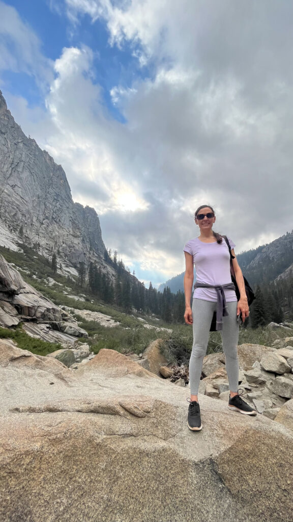 A view from the end of Tokopah Falls Trail in Sequoia National Park (Don't worry, I'm not normally in the view) That sky is so cool looking!