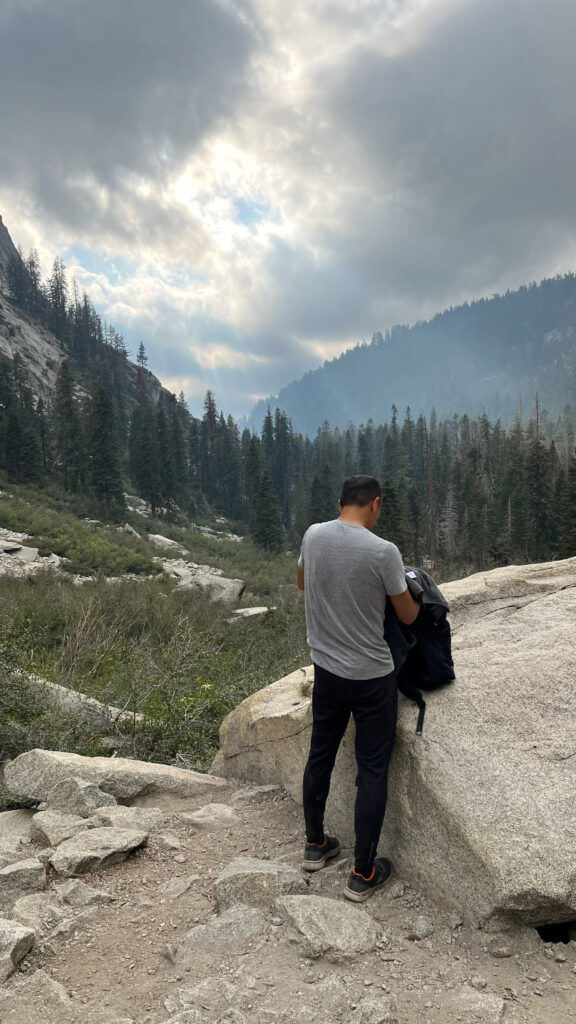 A view from the end of Tokopah Falls Trail in Sequoia National Park. I love the look of sun rays shining through the clouds