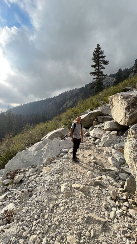 Back over the part where we needed to be extra careful (Tokopah Falls Trail in Sequoia National Park)