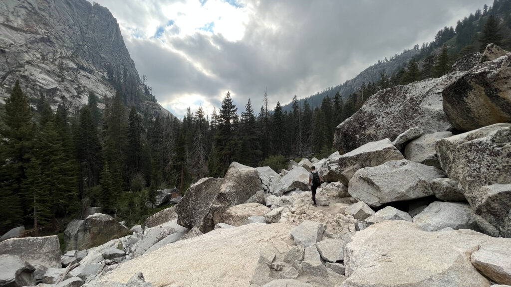 Back over the part where we needed to be extra careful (Tokopah Falls Trail in Sequoia National Park)