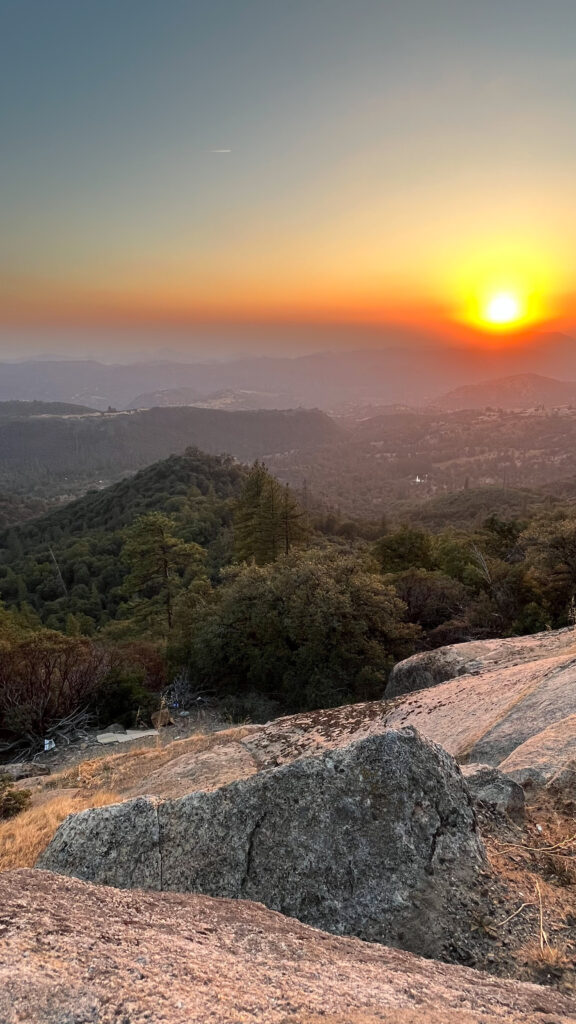 Sunset from Sequoia National Park. It's so neat looking the way rocks show the colors of the sunset