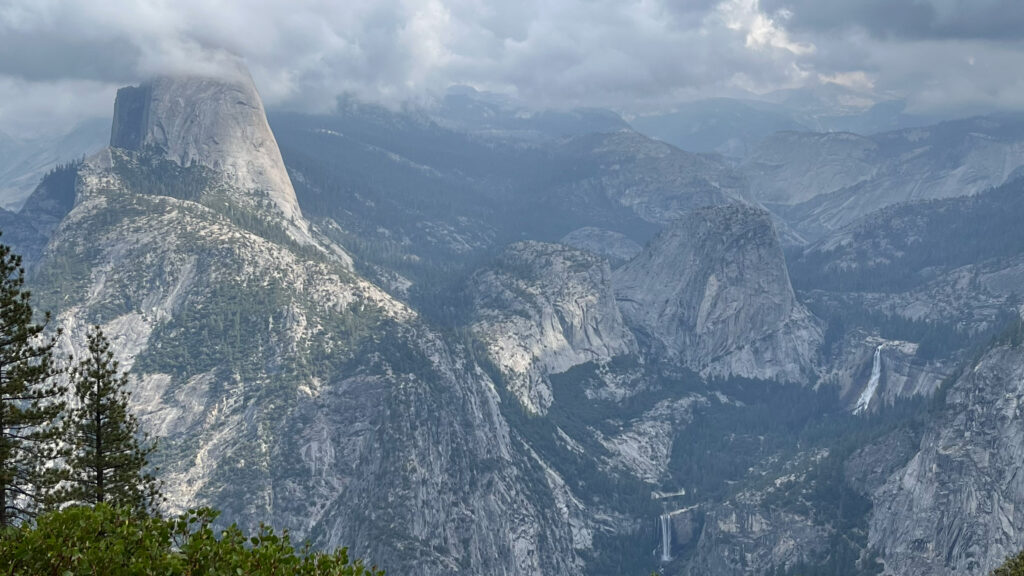 From the overlook at Washburn Point which provides breathtaking views of Half Dome and the eastern crest of the Sierra Nevada