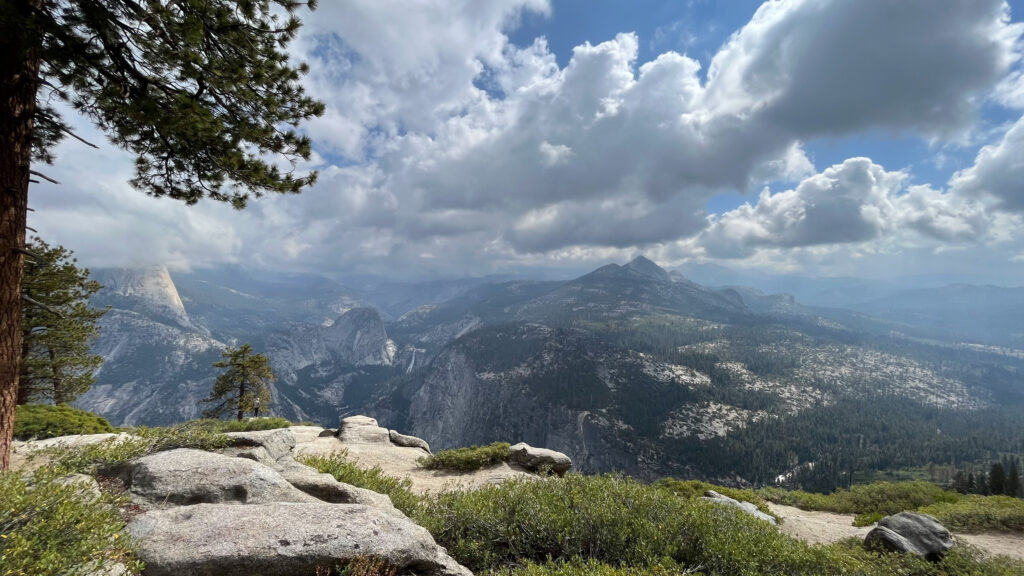 From the overlook at Washburn Point which provides breathtaking views of Half Dome and the eastern crest of the Sierra Nevada