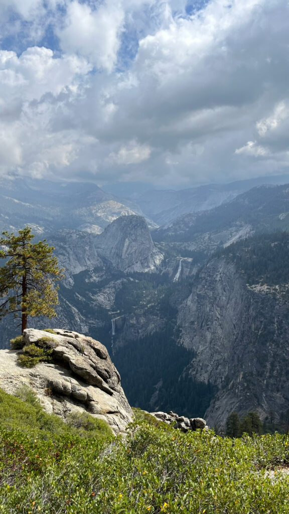 From the overlook at Washburn Point which provides breathtaking views of Half Dome and the eastern crest of the Sierra Nevada