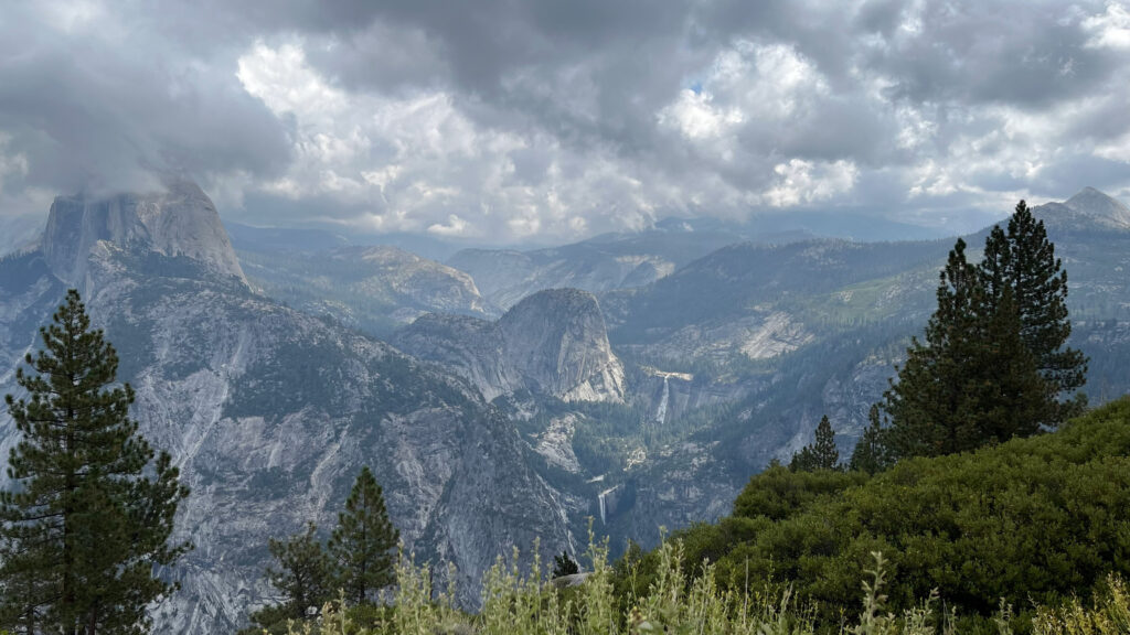 View from Glacier Point in Yosemite National Park with cool looking clouds looming overhead