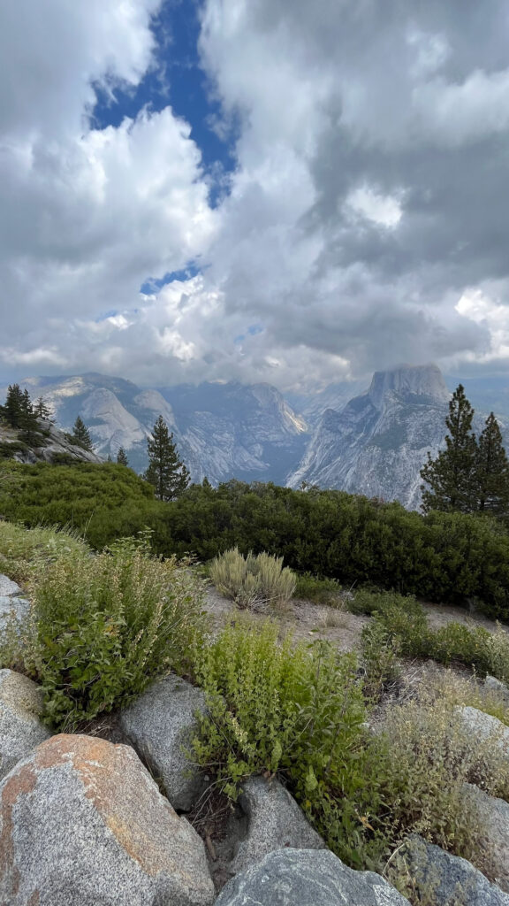 View from Glacier Point in Yosemite National Park with cool looking clouds looming overhead