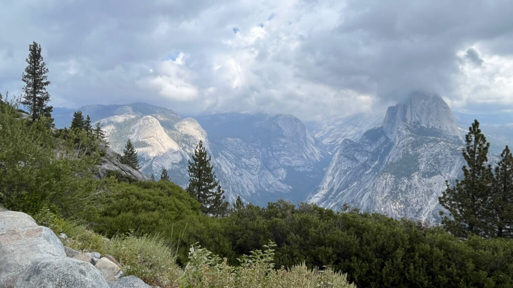 View from Glacier Point in Yosemite National Park with cool looking clouds looming overhead