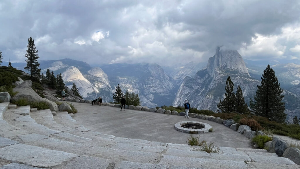 View from Glacier Point in Yosemite National Park with cool looking clouds looming overhead