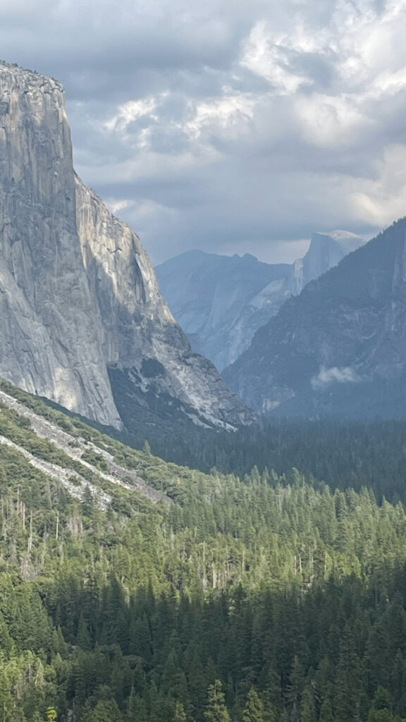 El Capitan on the left and Half Dome in the distance (seen from Tunnel View at Yosemite National Park)