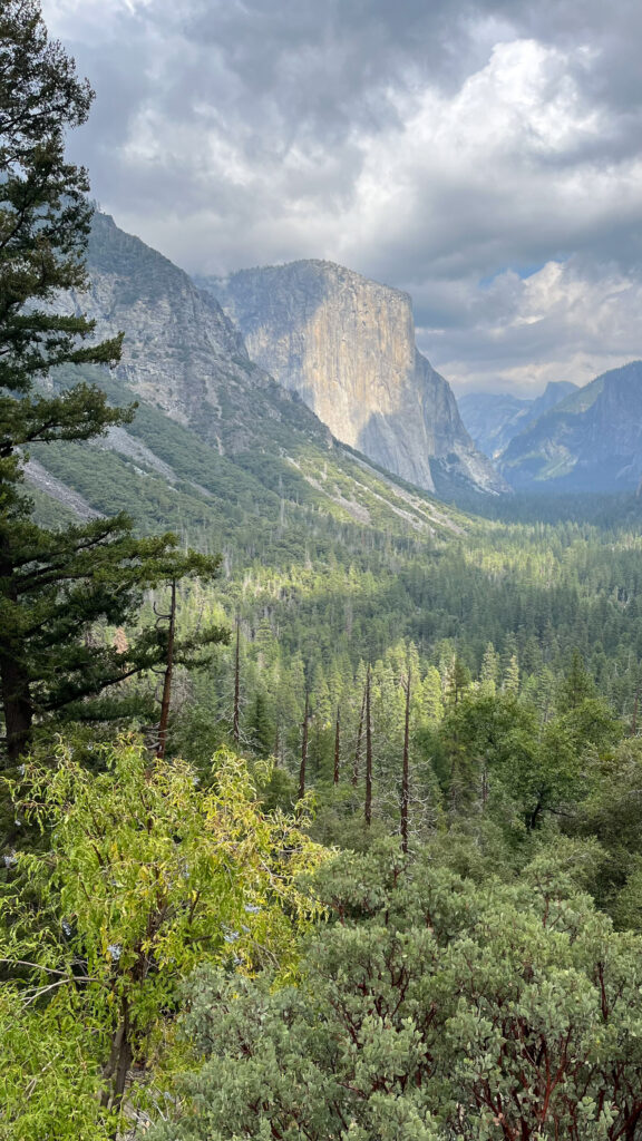 El Capitan on the left and Half Dome in the distance (seen from Tunnel View at Yosemite National Park)