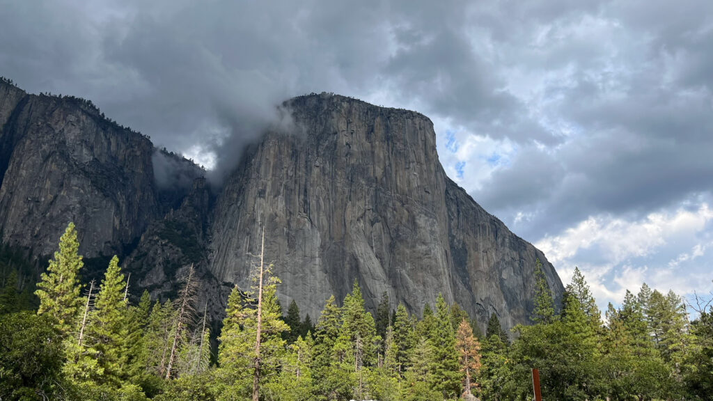 View of El Capitan from Bridalveil Fall Trail in Yosemite National Park