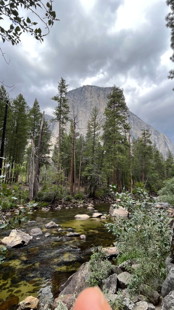 A view of El Capitan from a pullover on Southside Drive about a two minute drive down the road from the parking for Bridalveil Fall Trail