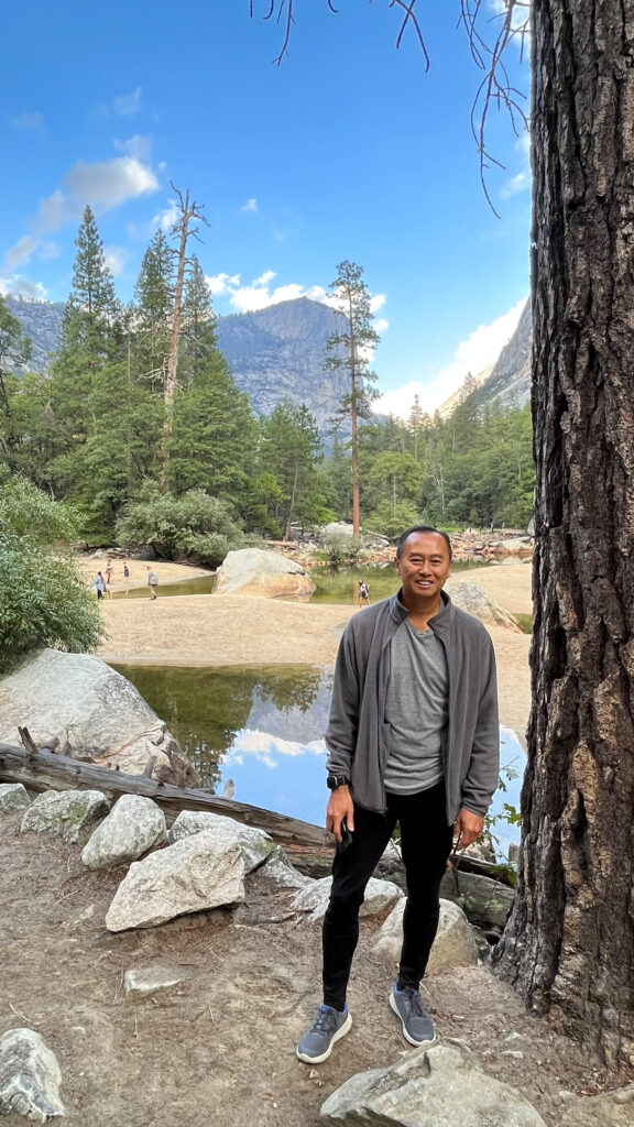 My guy at Mirror Lake in Yosemite Valley in Yosemite National Park