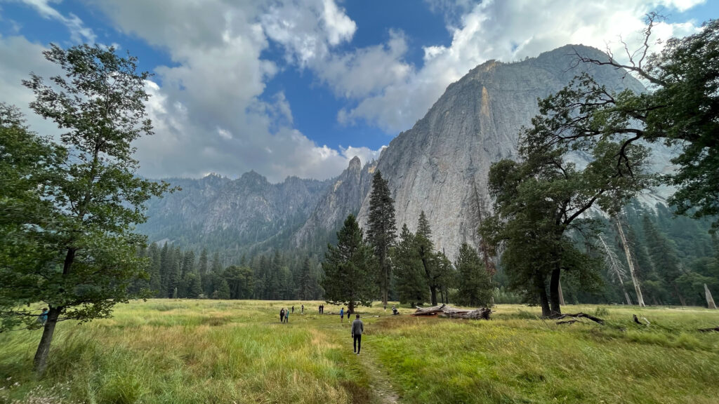 View from El Capitan Meadow in Yosemite Valley in Yosemite National Park