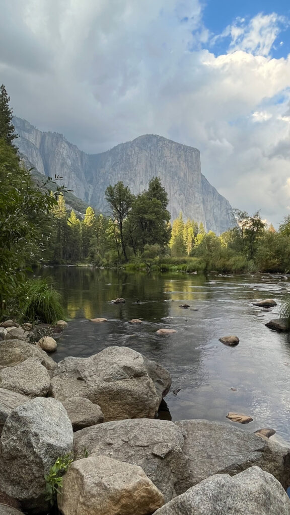 View of El Capitan from Valley View in Yosemite Valley in Yosemite National Park