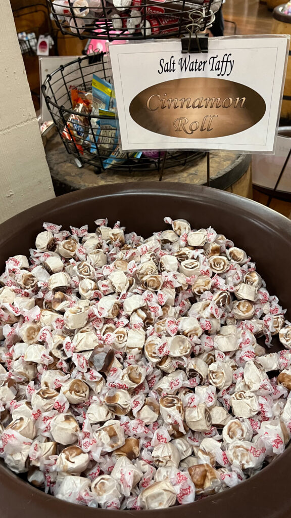 Cinnamon Roll - one of my favorite flavors of salt water taffy available at Munchies Salt Water Taffy (Old Sacramento, Sacramento, CA)