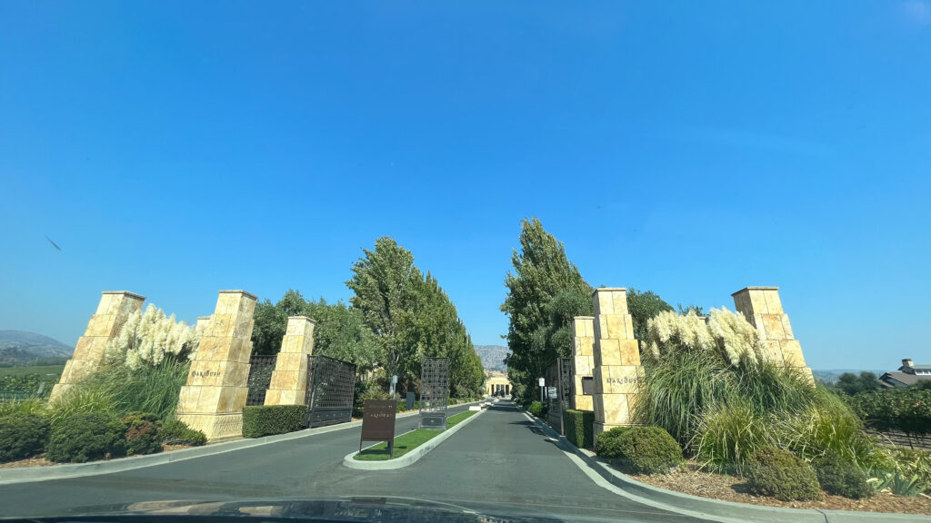 The entrance to Darioush in Napa Valley - they make excellent wine