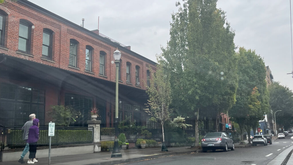 Driving through the Pearl District in Portland, OR on a rainy Sunday