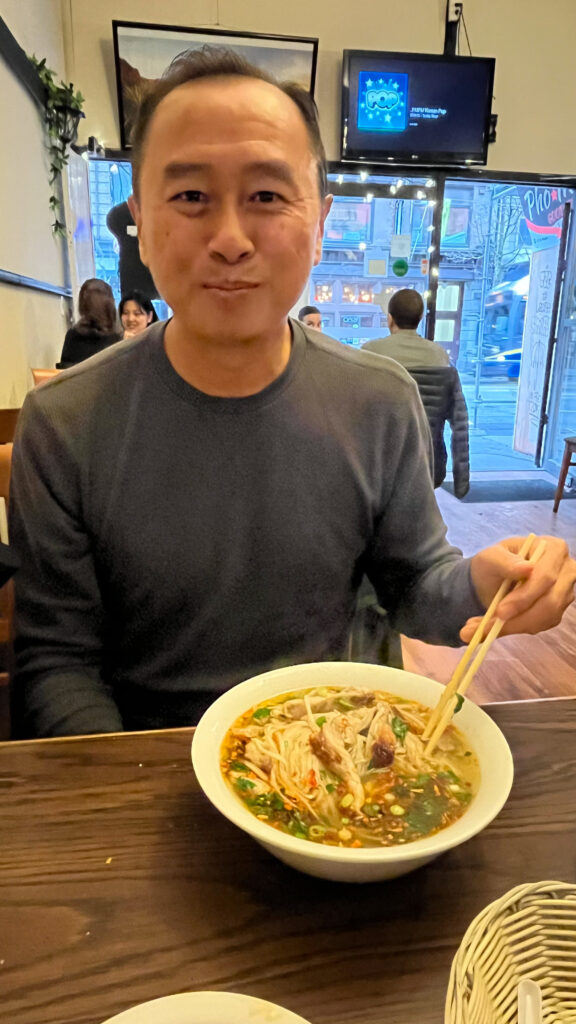 My husband was happy to be having good phở for dinner (at Pholicious Vietnamese Restaurant in Vancouver, BC, Canada)