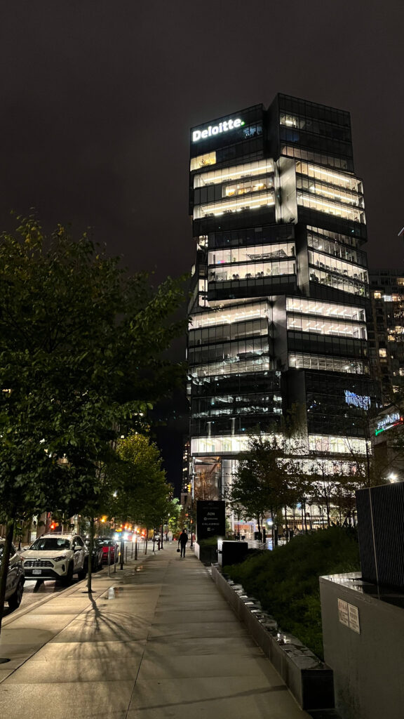 The Deloitte Summit building at night (Vancouver, BC, Canada)