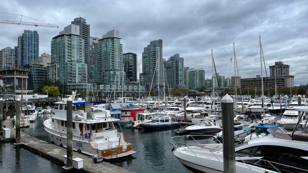 View from the Vancouver Seawall of Coal Harbour Marina (Vancouver, BC, Canada)