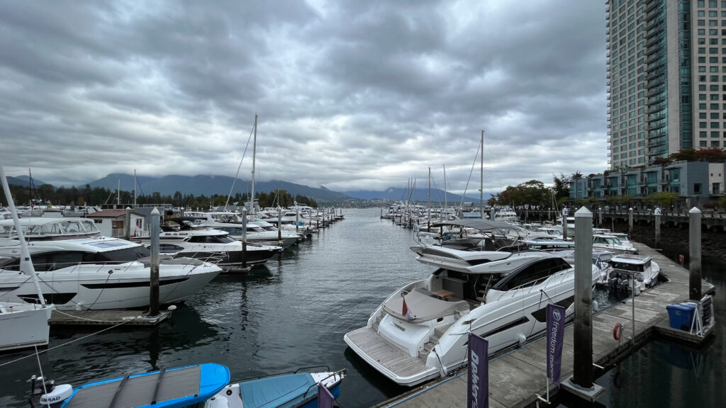 View from the Vancouver Seawall of Coal Harbour Marina (Vancouver, BC, Canada)