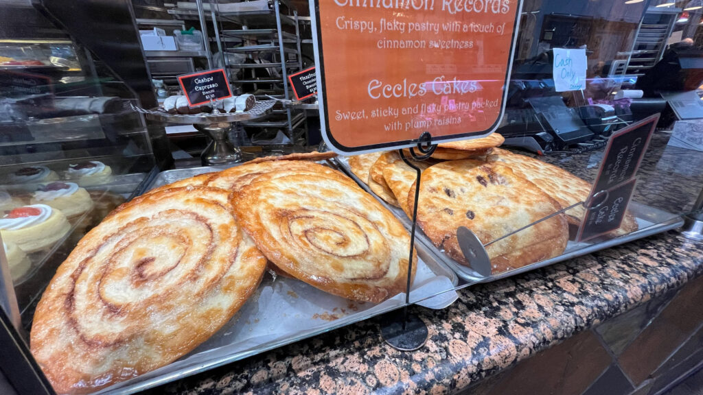 We tried the Cinnamon Record from Stuart's Bakery and it was excellent! We snacked on it throughout the day and then ate it during some of our long drives and it lasted a few days. (Inside Granville Island Public Market in Vancouver, BC, Canada)