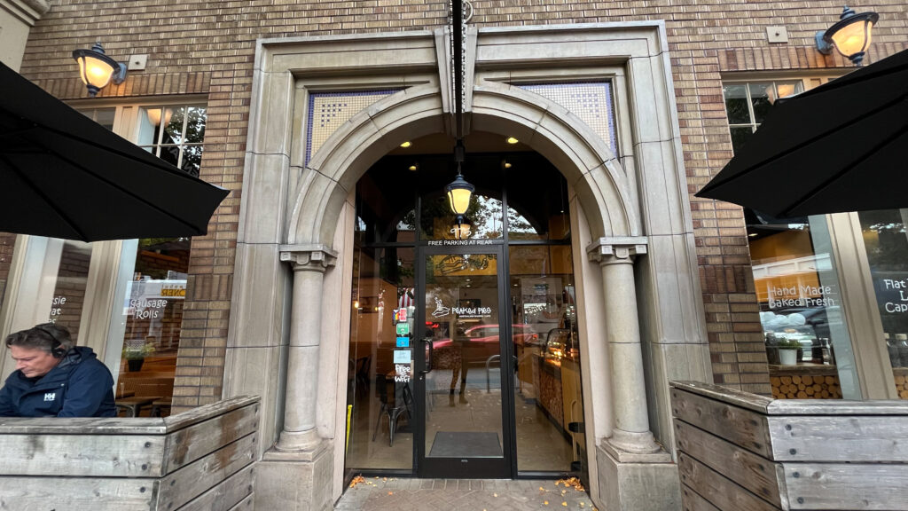 The entrance to Peaked Pies on Denman Street (Vancouver, BC, Canada) 