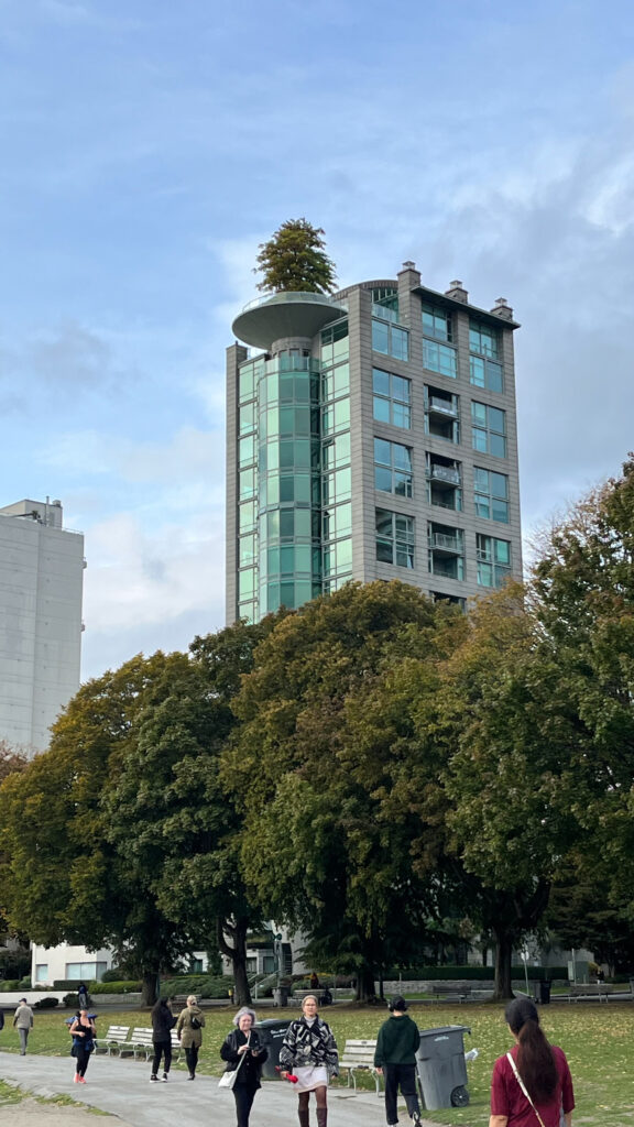 Nifty building with a tree on its top in English Bay (Vancouver, BC, Canada)