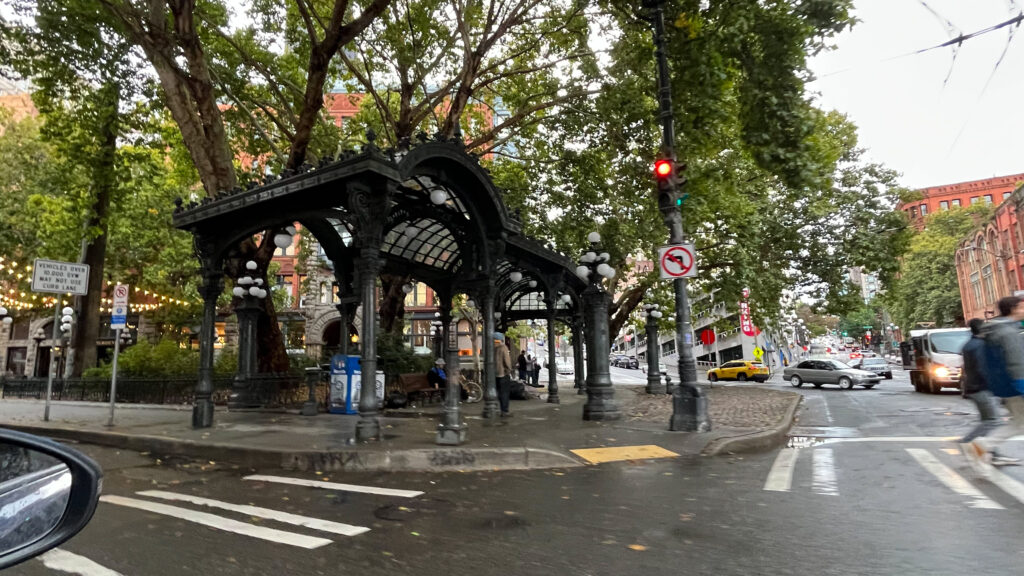 The Iron Pergola at Pioneer Park in Pioneer Square (Seattle, WA)