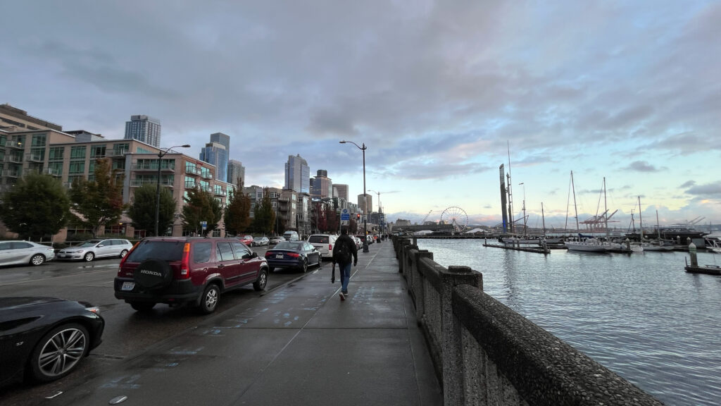 Walking SE on Alaskan Way from Pier 66 (Seattle Waterfront in Seattle, WA)