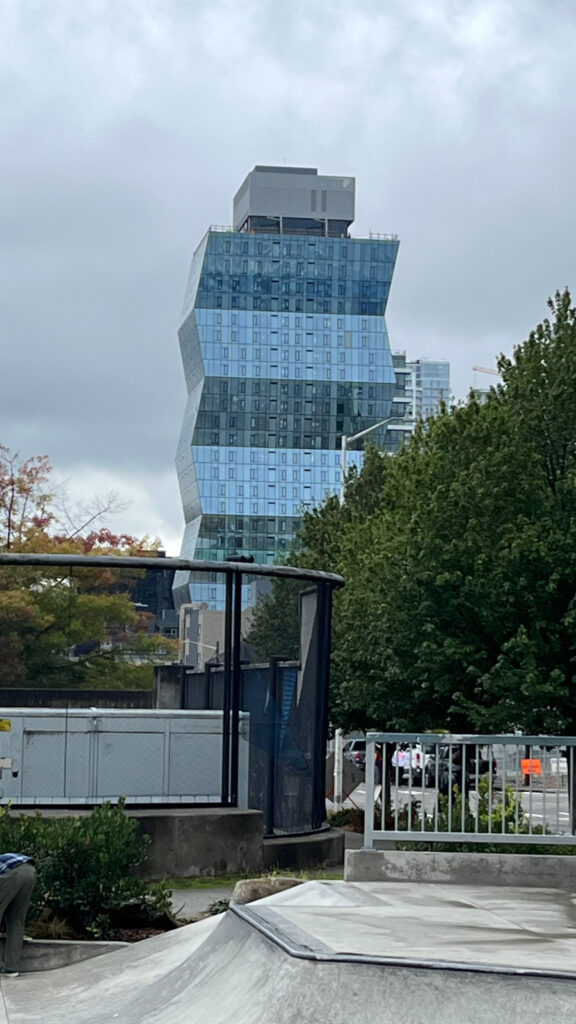 We saw this cool looking building as we walked from Seattle Center to Pike Place Market. It’s called Skyglass and it recently opened. It’s a residential apartment building (Seattle, WA)