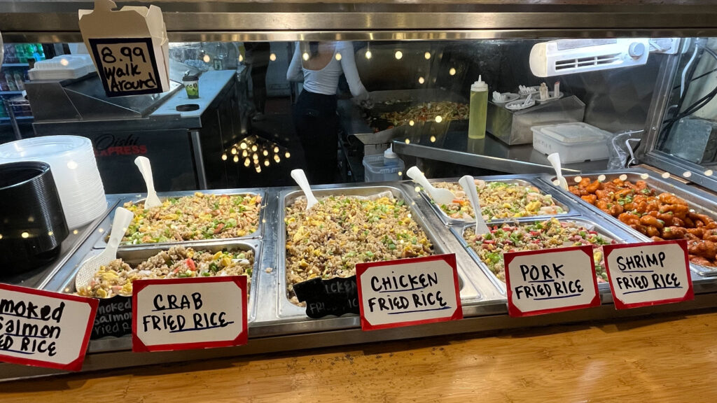 Umai Sushi & Teriyaki offers a variety of fried rice in addition to other foods (Pike Place Market in Seattle, WA)