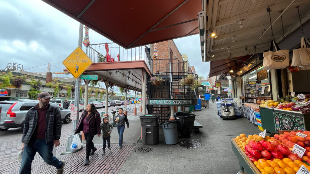 An outside area of Pike Place Market in Seattle, WA