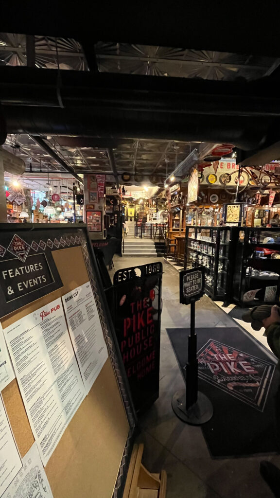 Entrance to the quirky Pike Pub (on 1st Avenue, next to Pike Place Market in Seattle, WA)