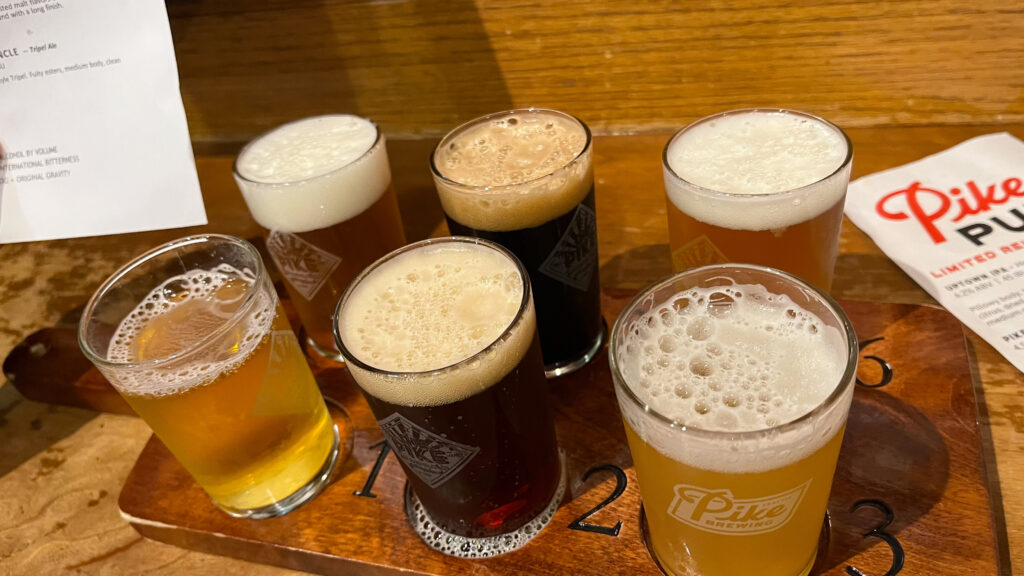 The Pike Sampler at Pike Pub was very good (on 1st Avenue, next to Pike Place Market in Seattle, WA)