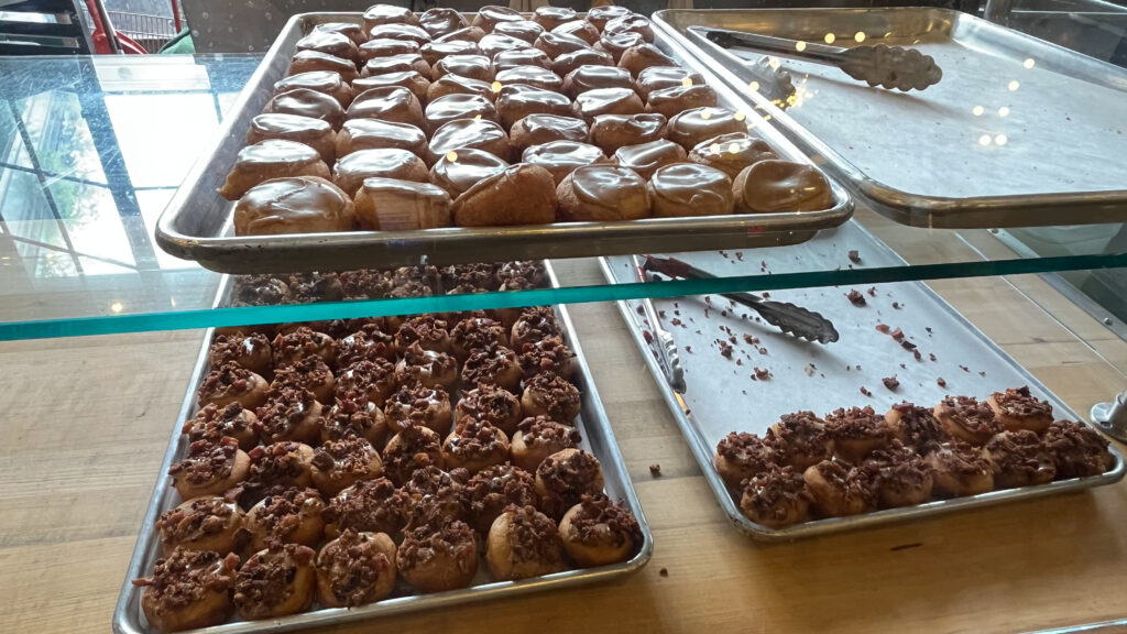 Delicious, fresh made doughnuts on display at Daily Dozen Doughnut Company (Pike Place Market in Seattle, WA)