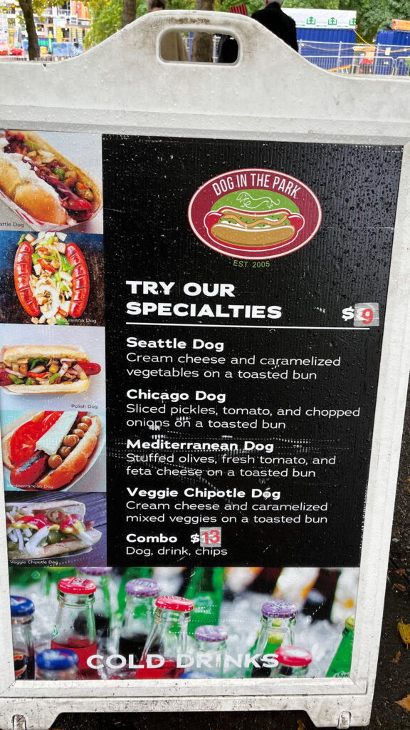 The menu for Dog in the Park in Seattle Center (Seattle, WA)