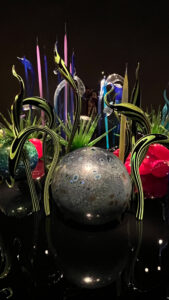 Dark, colorful glass artwork at Chihuly Garden and Glass (Seattle, WA)