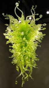 Green hanging glass artwork at Chihuly Garden and Glass (Seattle, WA)