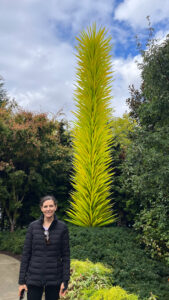 Me enjoying our walk in the garden with glass artworks at Chihuly Garden and Glass (Seattle, WA)